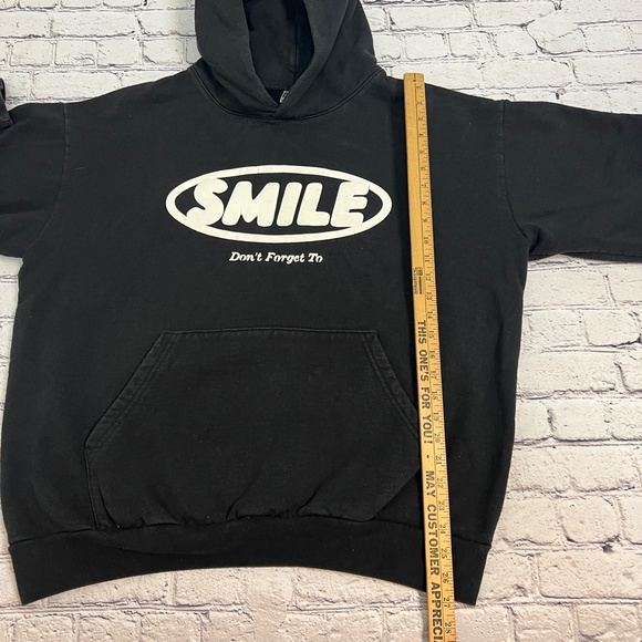 Don't Forget to Smile Heavy Fleece Hoodie Grunge Size XL - Picture 8 of 11